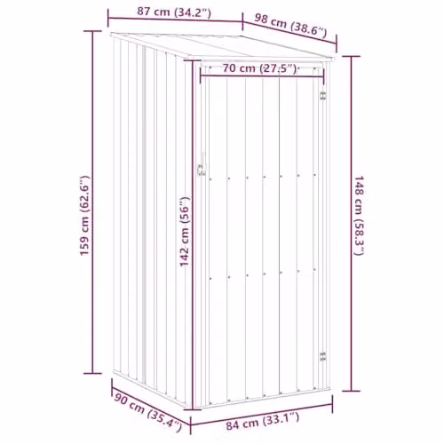 vidaXL Modern Galvanised Steel Garden Shed in Anthracite, W/D/H: 87 x 98 x 159 cm – 3