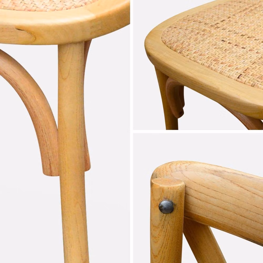 sweeek Set of 4 Vintage Wooden Bistro Chairs in Beige – 3