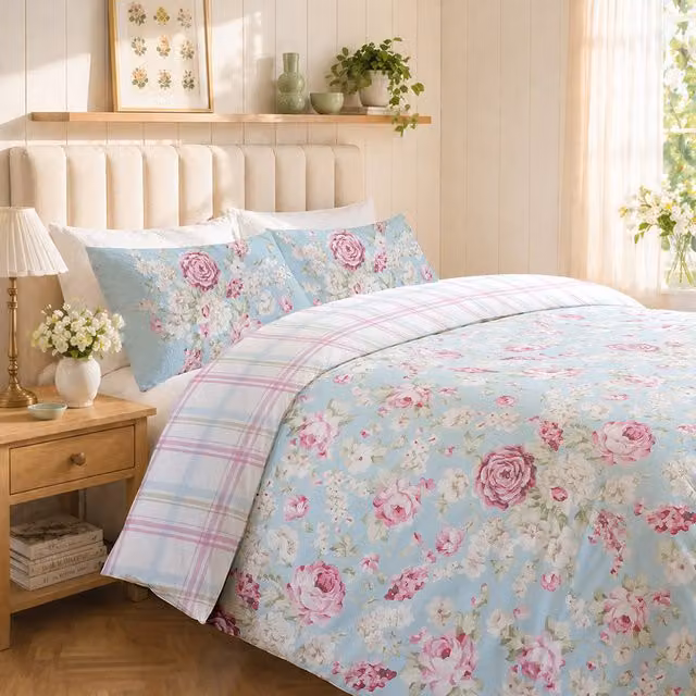 Florelle Reversible Country House Floral Duvet Cover and Pillowcase Set in Multicolour