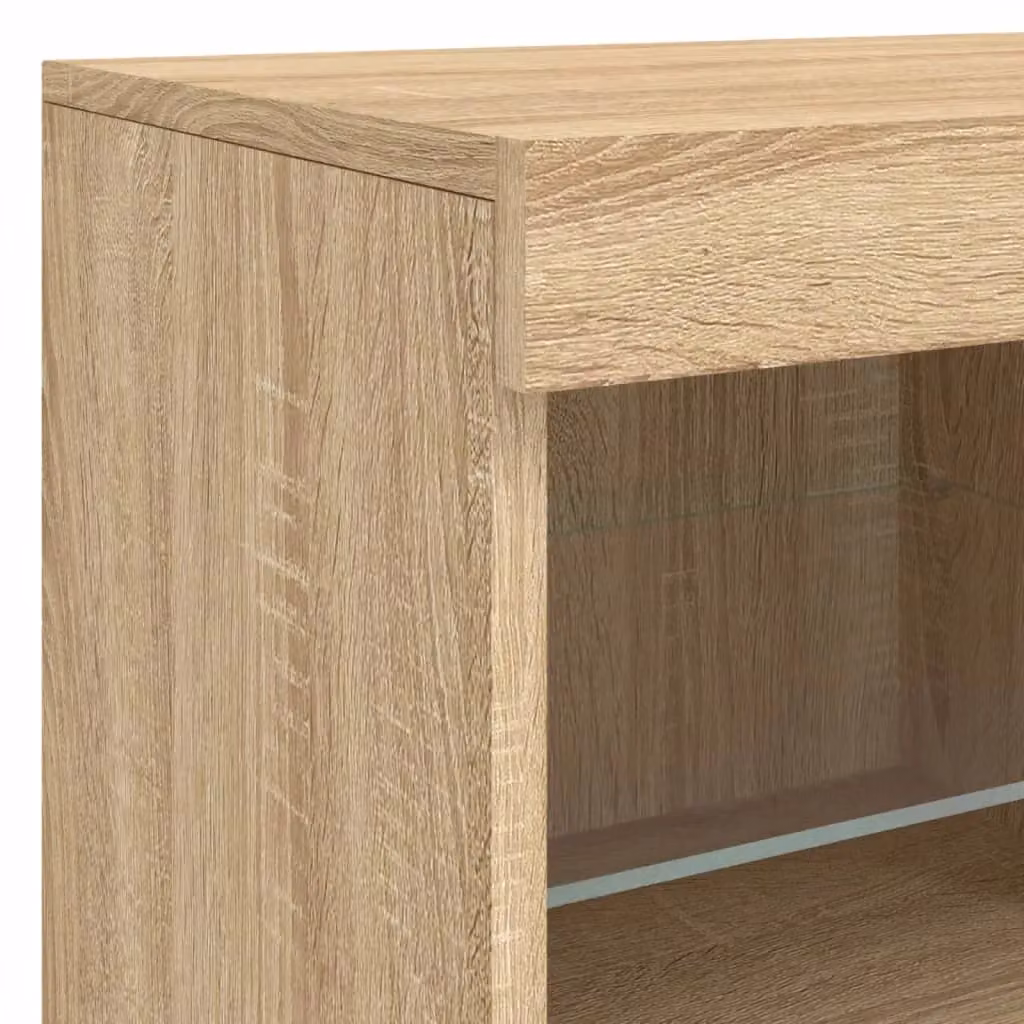 Berkfield Home Modern Sideboard in Sonoma Oak with Integrated LED Lights, Brown, W: 81 cm, D: 37 cm, H: 67 cm – 5