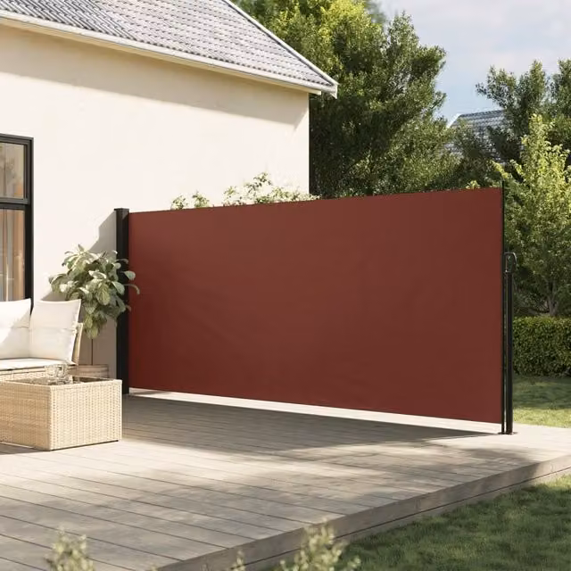 Berkfield Home Retractable Brown Polyester Side Awning, W/H: 500 x 160 cm