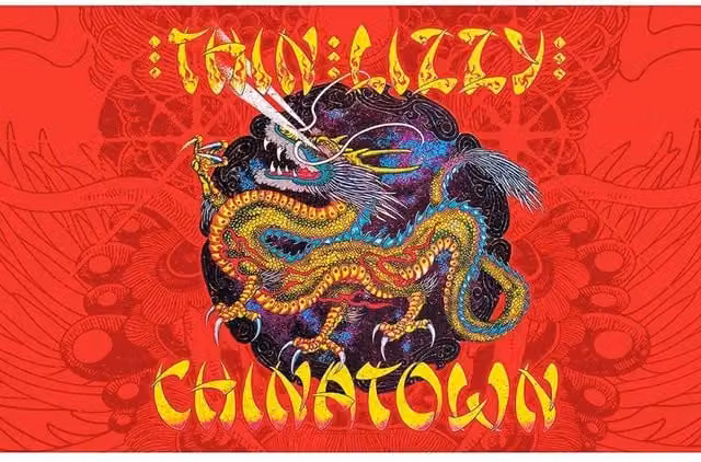 Thin Lizzy Chinatown Typography Textile Poster, Red, W: 106 cm, H: 70 cm