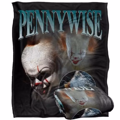 LOGOVISION It Chapter 2 Pennywise Bootleg Super Soft Fleece Throw Blanket, Multicolour, W: 152 cm, D: 127 cm