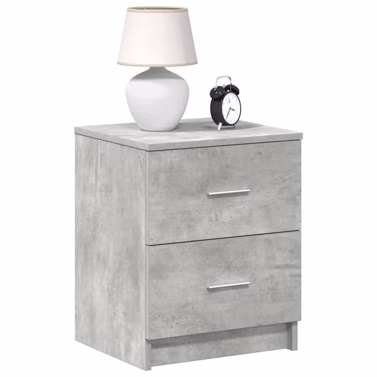 Berkfield Home Set of 2 Durable Bedside Cabinets with 2 Drawers in Concrete Grey, W: 40 cm, D: 36 cm, H: 50 cm