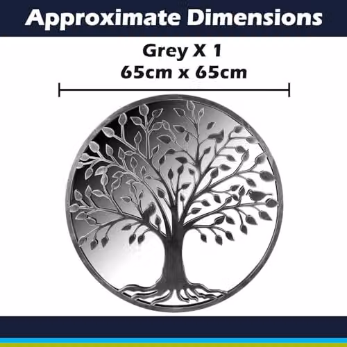 VFM e-Store Grey Tree of Life Garden Wall Mirror, W: 65 cm, H: 65 cm – 2
