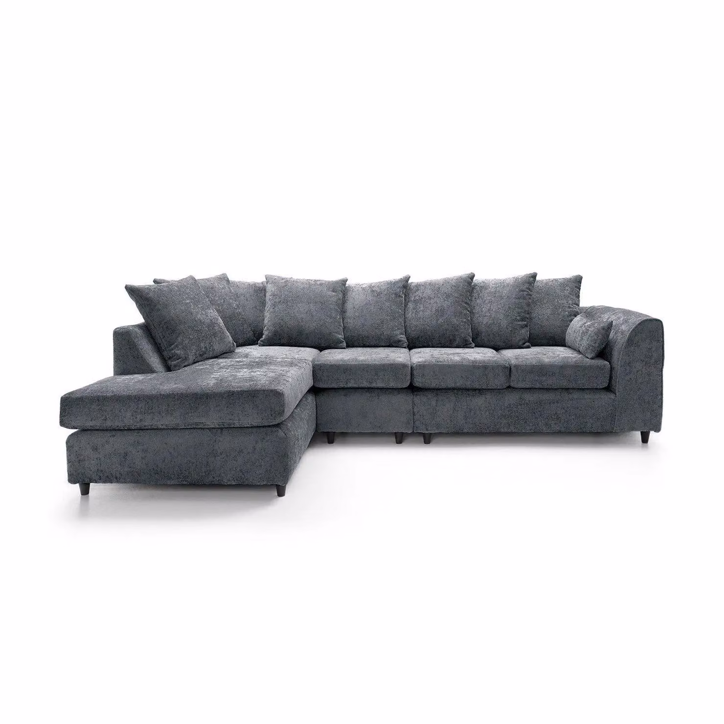 Abakus Direct Harriet Large Left Facing Corner Sofa in Dark Grey Crushed Chenille – 2