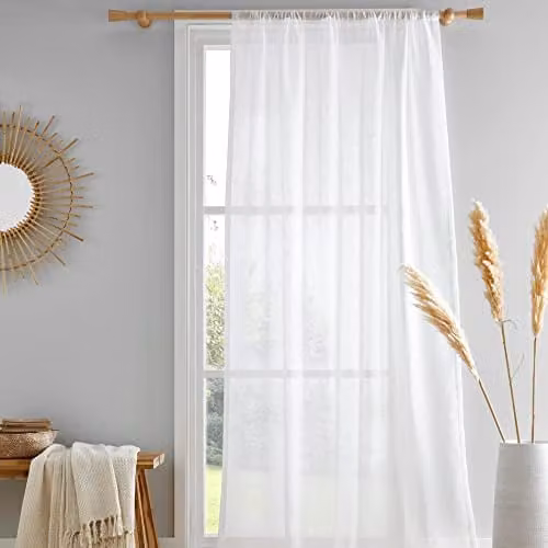 Drift Home White Semi-Transparent Cotton Curtain Panel, W: 140 cm, H: 228 cm