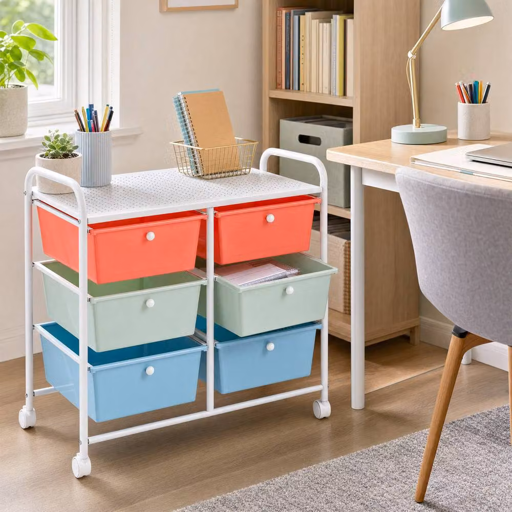 Costway 6-Drawer Rolling Storage Cart with 4 Universal Wheels in Multicolour – 2