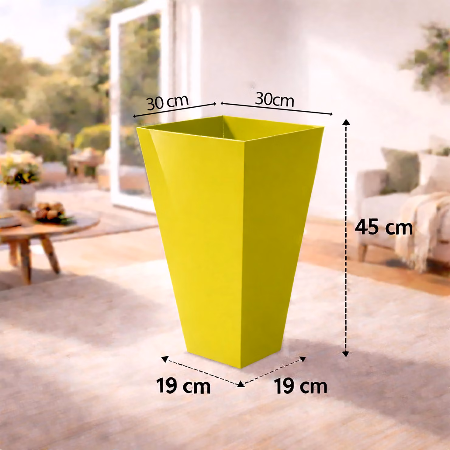 Simpa Milano Tall Square Plastic Plant Pots, Set of 2, Green, H: 45 cm, W: 30 cm, D: 19 cm – 3