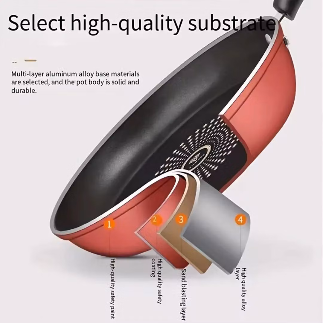 SPETLEK Non-Stick Diamond Aluminium Frying Pan, Red, 24 cm – 6