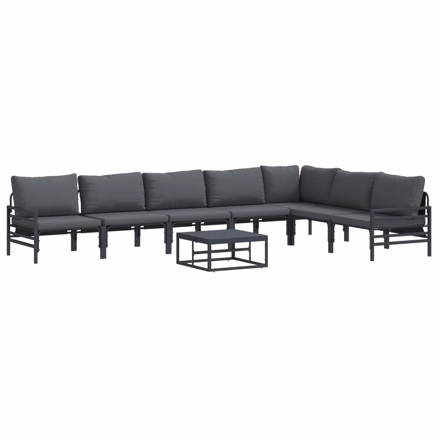 Berkfield Home 8-Piece L-Shape Garden Sofa Set with Coffee Table in Anthracite Powder Coated Steel – 2