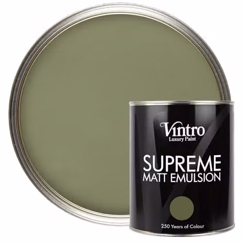 Vintro Luxury Matt Emulsion Multi Surface Paint in Olive Green, 1L