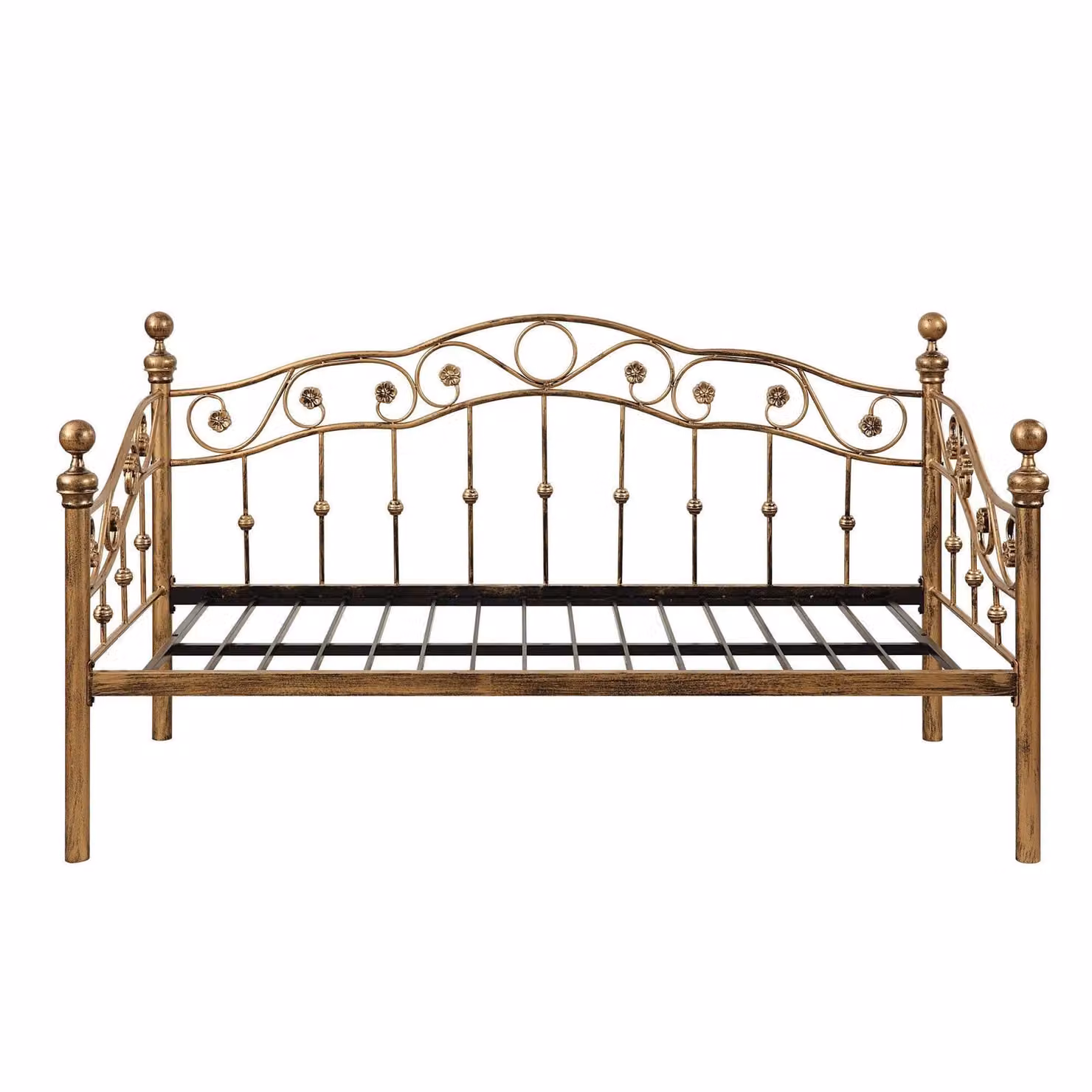 SlumberWorx Essendon Vintage Metal Day Bed in Bronze and Gold, W/D/H: 200 x 100 x 111 cm – 3