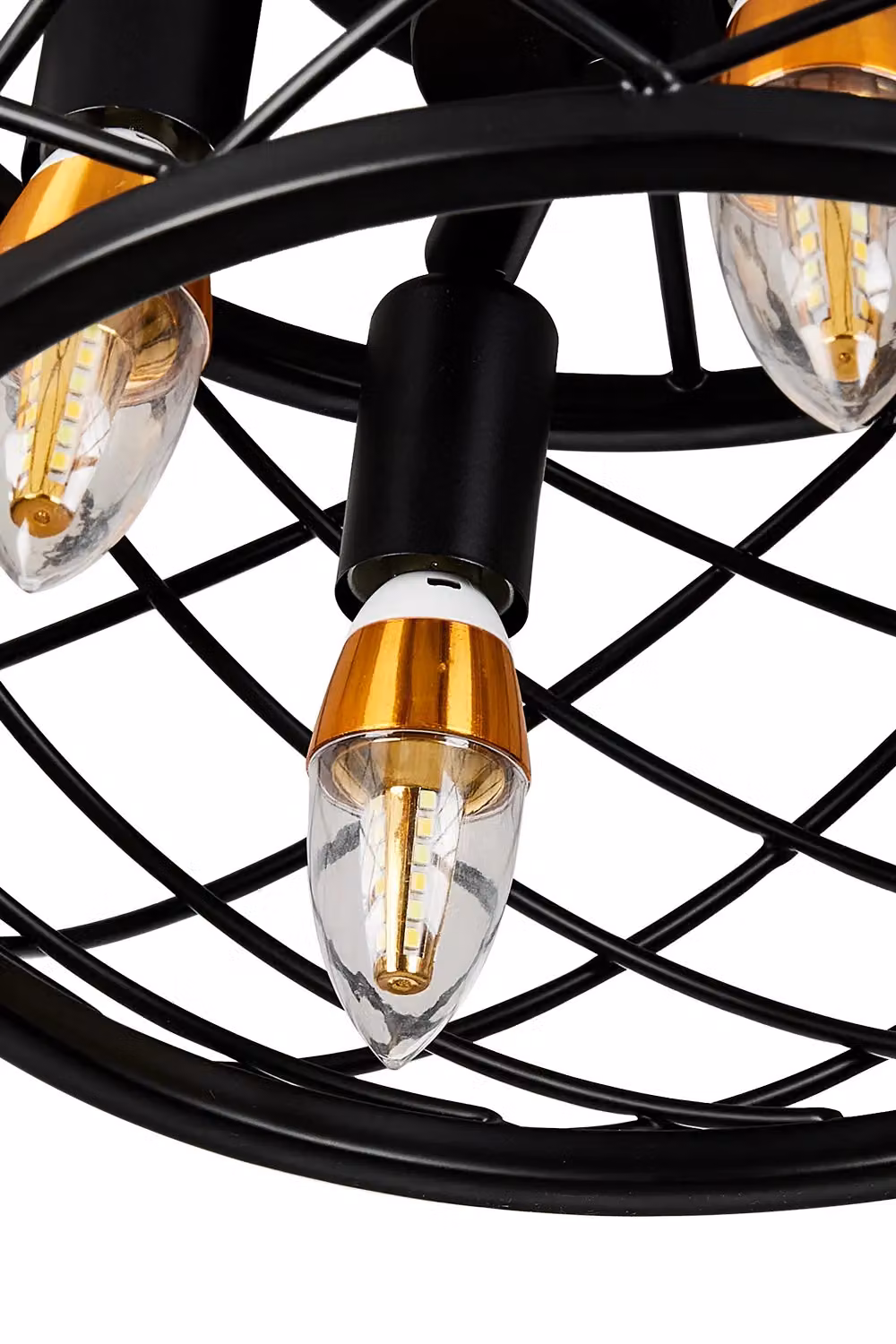 Living and Home Industrial Style Black Metal Ceiling Light – 3
