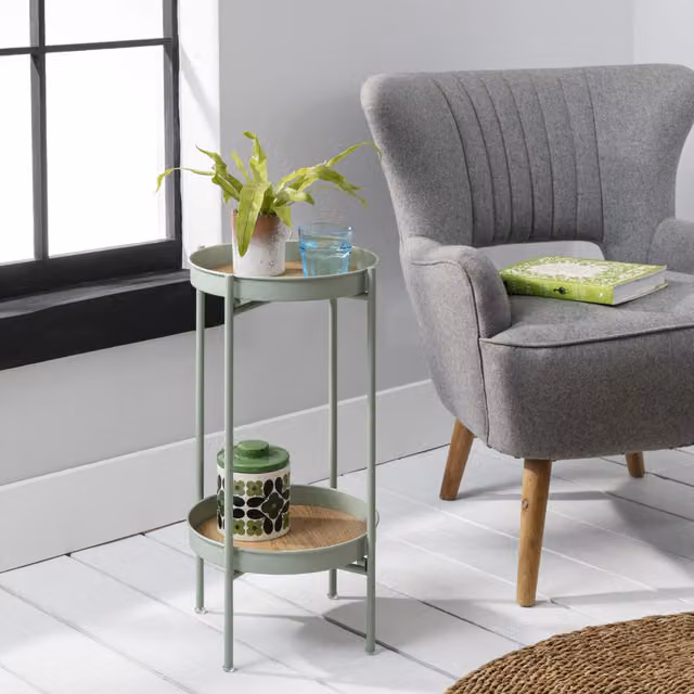 Noa and Nani Solna Small Round Wood Side Table in Green