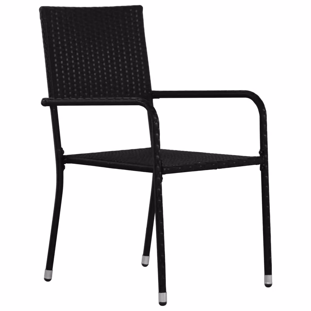 Berkfield Home Stackable Black Poly Rattan and Metal Garden Dining Chairs, 2 Pack – 2