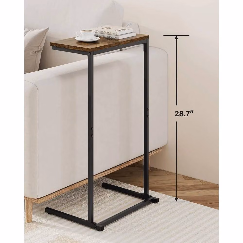 KORVIXA C-Shaped Compact Sofa Side End Table in Brown, W/D/H: 100 x 100 x 72.9 cm – 2