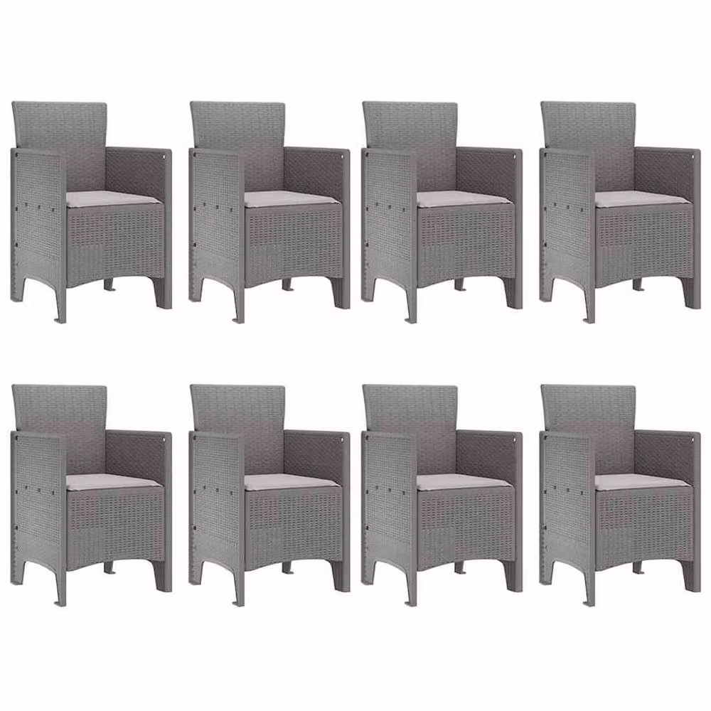 Berkfield Home 9 Piece Garden Dining Set with Grey Cushions and White Poly Rattan – 3
