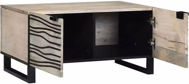 Berkfield Home Rustic Mango Wood Coffee Table in White and Black, W: 80 cm, D: 50 cm, H: 40 cm – 1