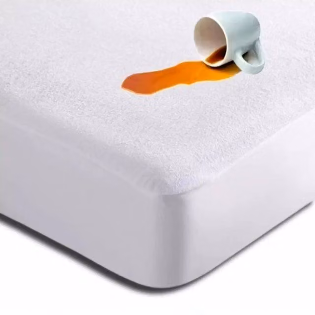 FLAVORA Double Waterproof Terry Cotton Mattress Protector in White