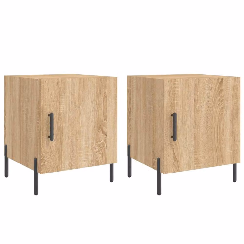 Berkfield Home Modern Bedside Cabinets, 2 Piece Set in Sonoma Oak Light Tan, W/D/H: 40 x 40 x 50 cm – 2