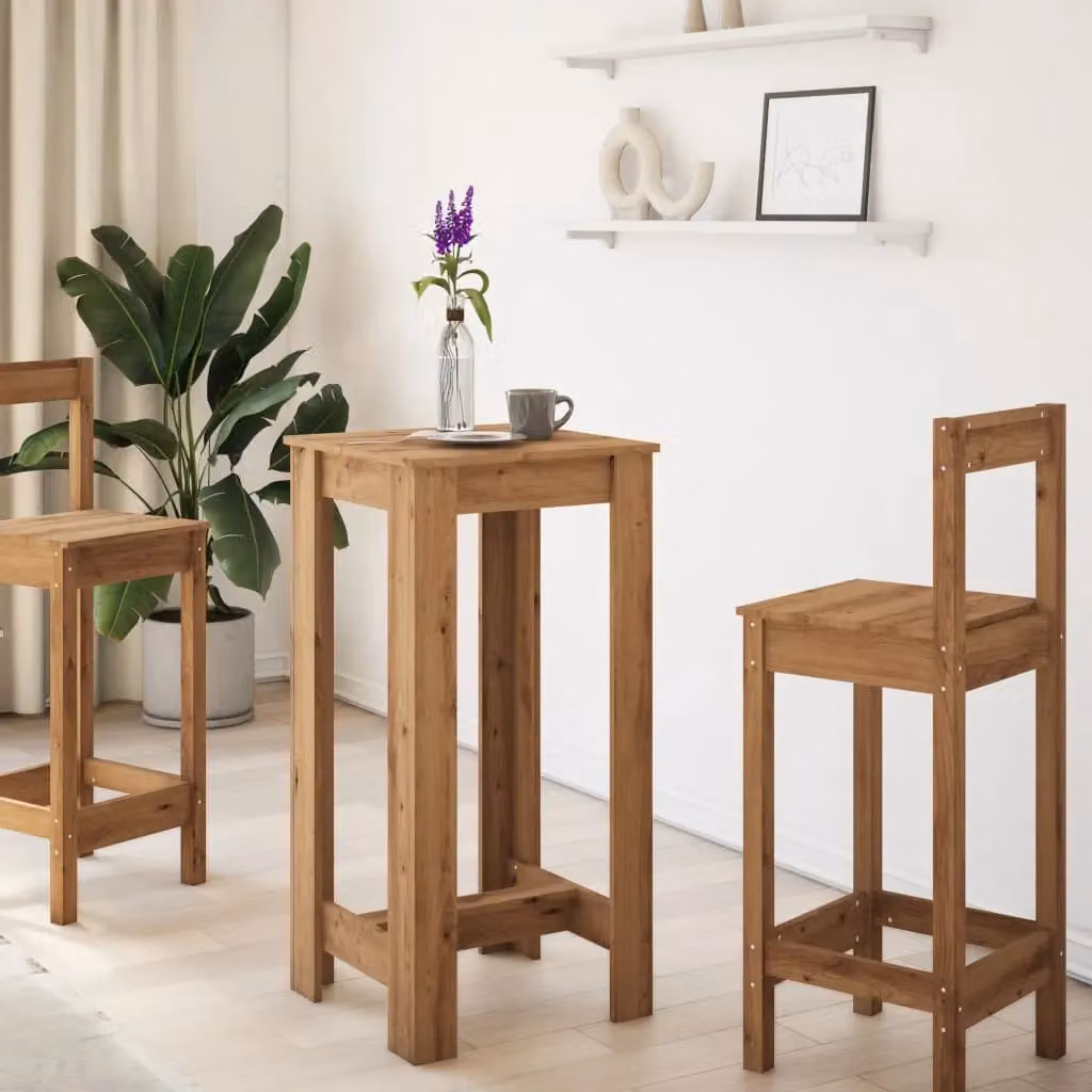Berkfield Home Artisan Oak Bar Table in Brown, W/D/H: 51 x 50 x 103.5 cm – 3