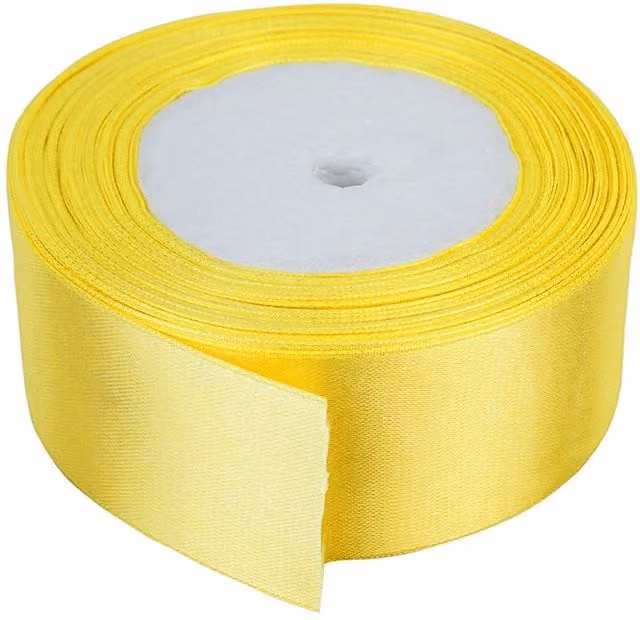 Neel Blue Double Sided Satin Polyester Ribbon Roll, Yellow, Width: 40 mm, Length: 25 m