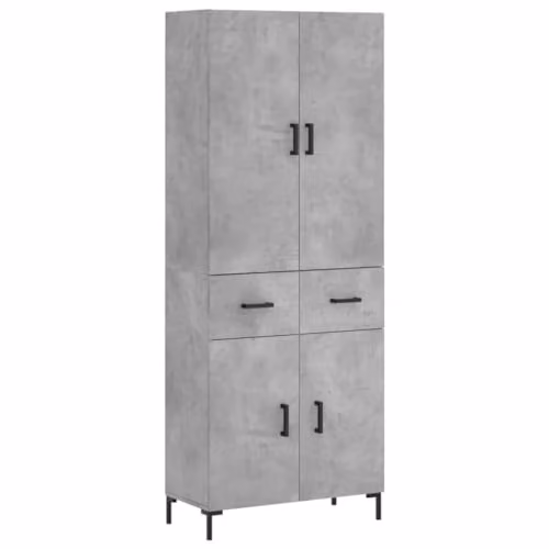 vidaXL Modern Highboard Sideboard in Concrete Grey with Drawers and Doors, H 180 x W 69.5 x D 34 cm – 1