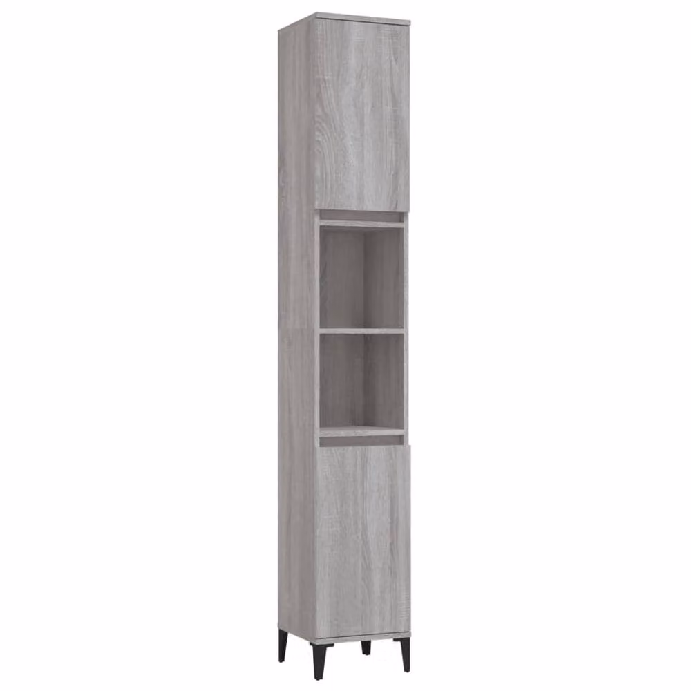 Berkfield Home Modern 3 Piece Grey Bathroom Cabinet Set with Vanity and Tall Unit – 3