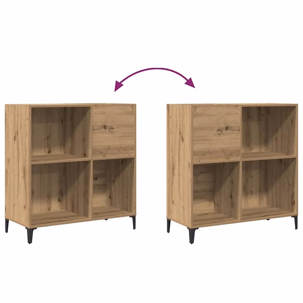 Berkfield Home Artisan Oak Record Cabinet in Brown, W: 84.5 cm, D: 38 cm, H: 89 cm – 4