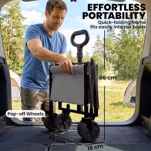 Outsunny 60L Foldable Festival Trolley with Wheels and Drop-Down Tailgate, Grey – 3