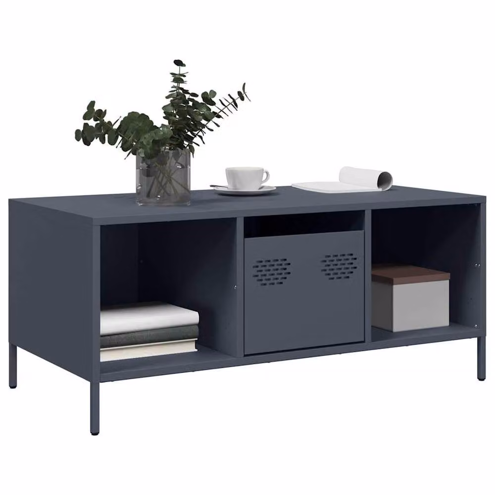 Berkfield Home Anthracite Coffee Table in Dark Grey Metal, W: 101.5 cm, D: 50 cm, H: 43.5 cm – 3