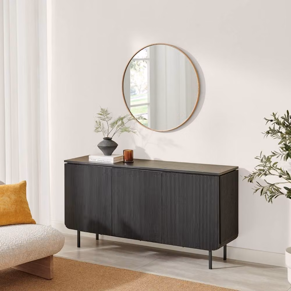 FurnitureboxUK Penrose Black Matt Wood 3 Door Large Sideboard – 2