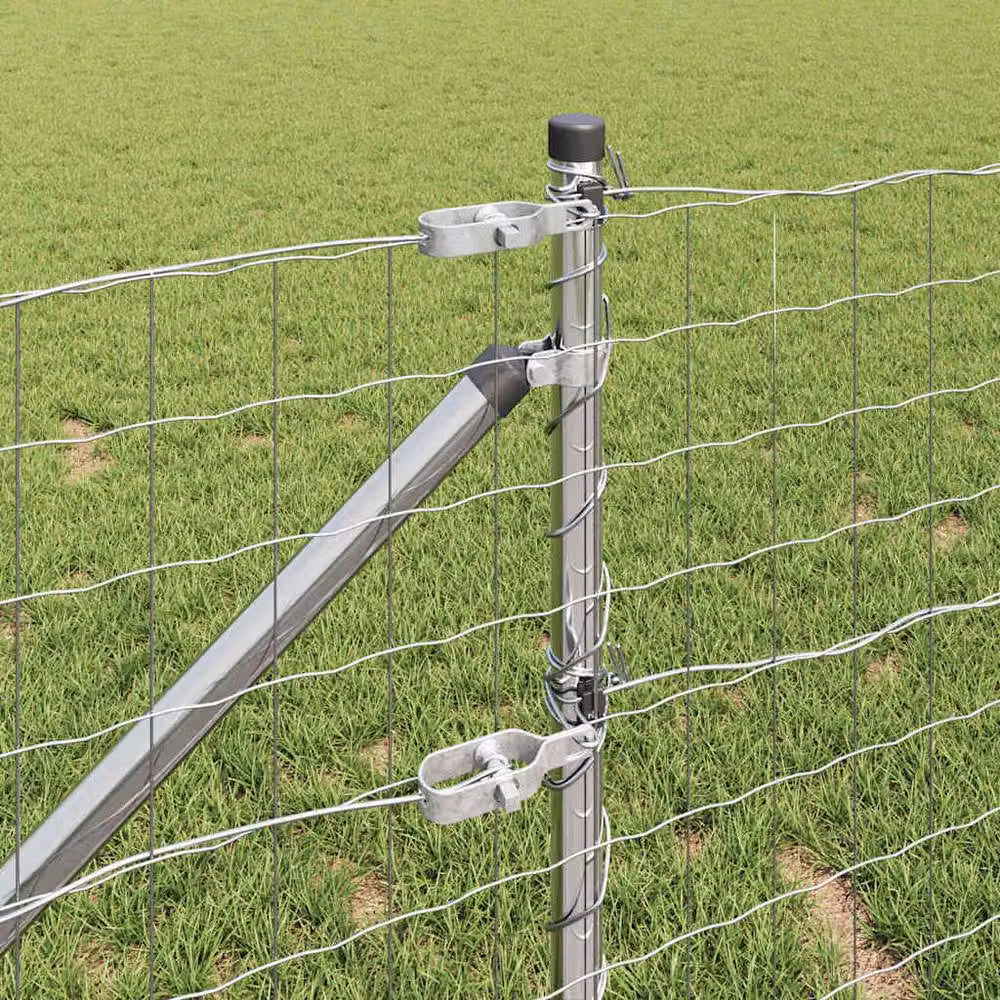 Berkfield Home Modern Euro Fence with 7 Spike Posts, Galvanised Steel, Silver, W: 10 m, H: 0.8 m – 3