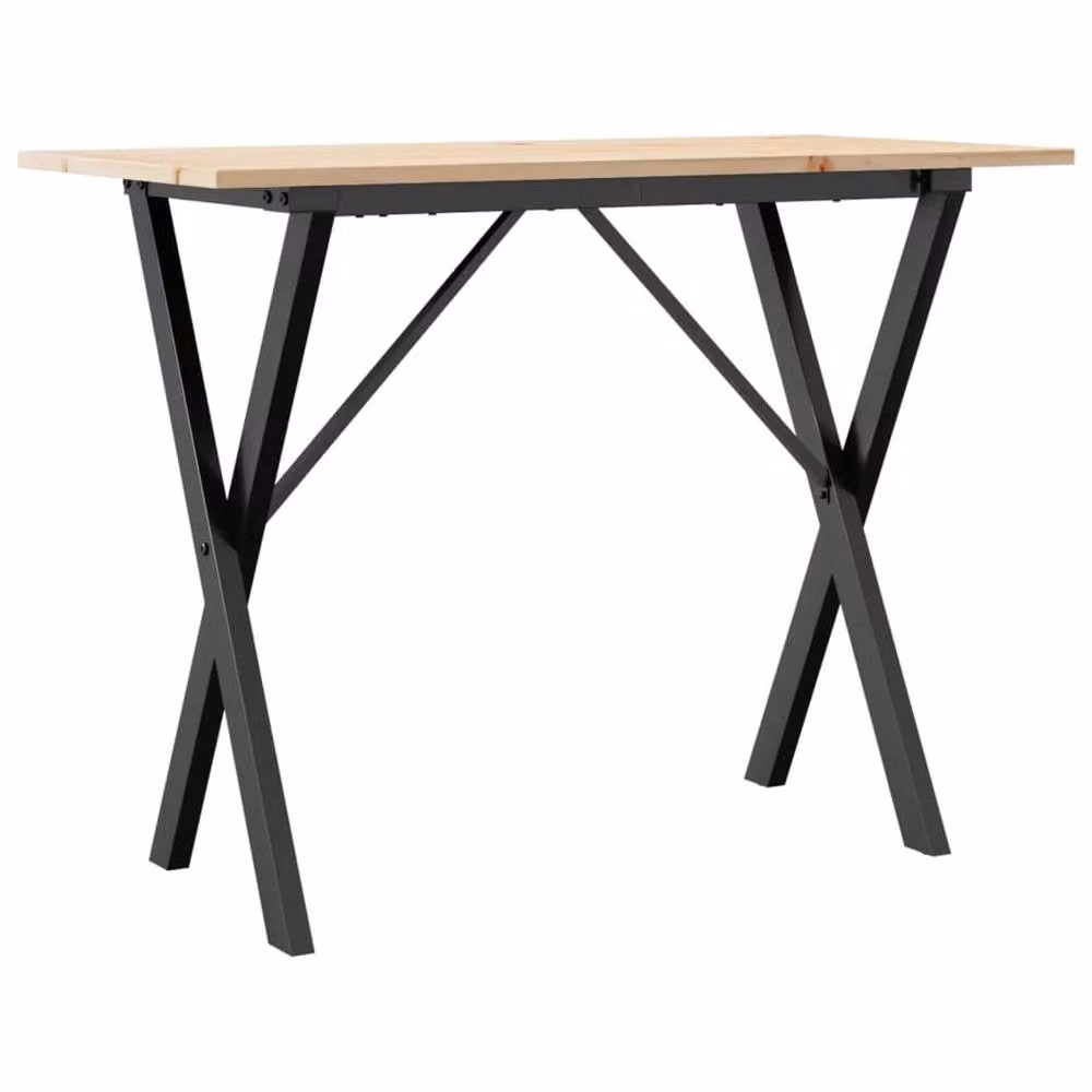 Berkfield Home X-Frame Dining Table in Brown Solid Pine and Steel, W/D/H: 100 x 50 x 75 cm – 2
