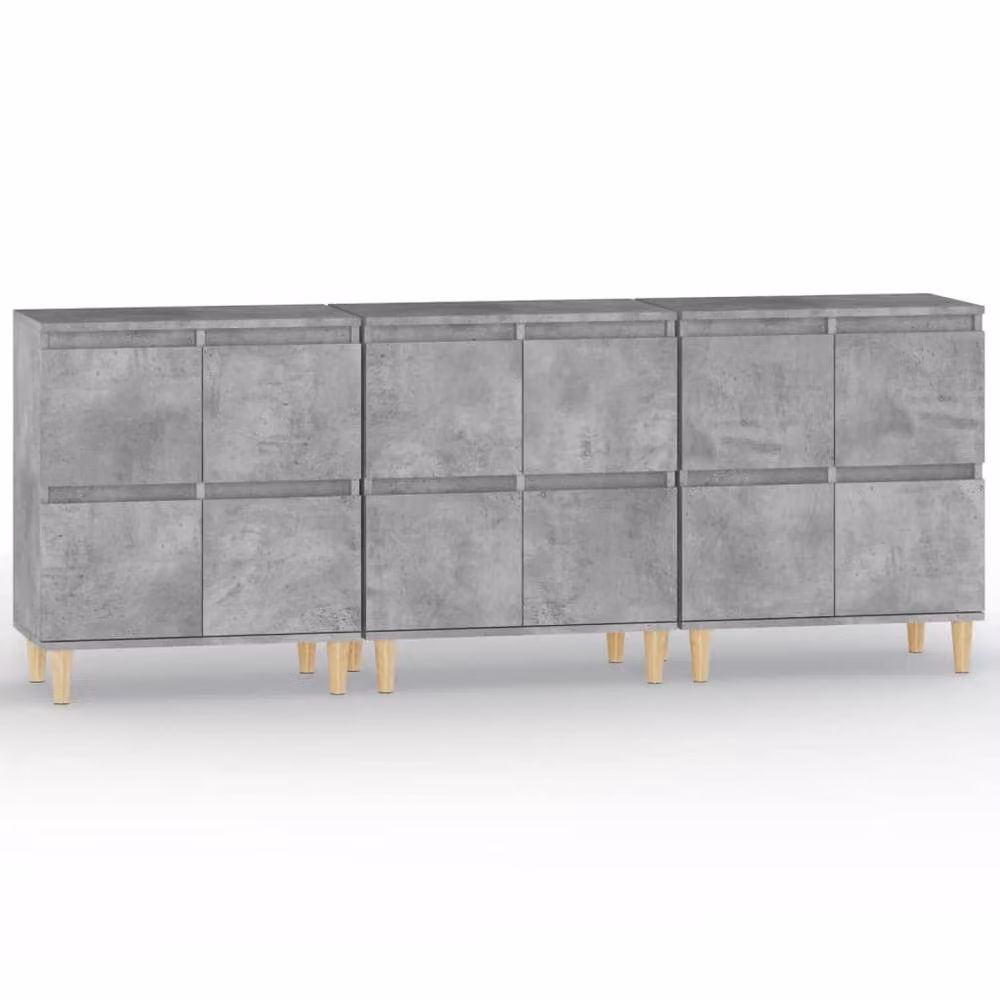 Berkfield Home 3-Piece Sideboard Set in Concrete Grey, Engineered Wood, W/D/H: 60 x 35 x 70 cm – 2