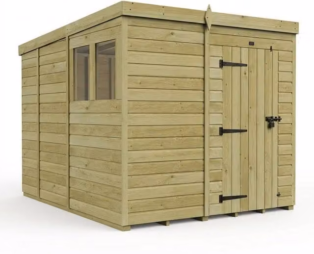 Buttercup Farm Brown Timber Pent Garden Shed with Single Door and Windows, W/D/H: 213 x 274 x 210 cm – 1