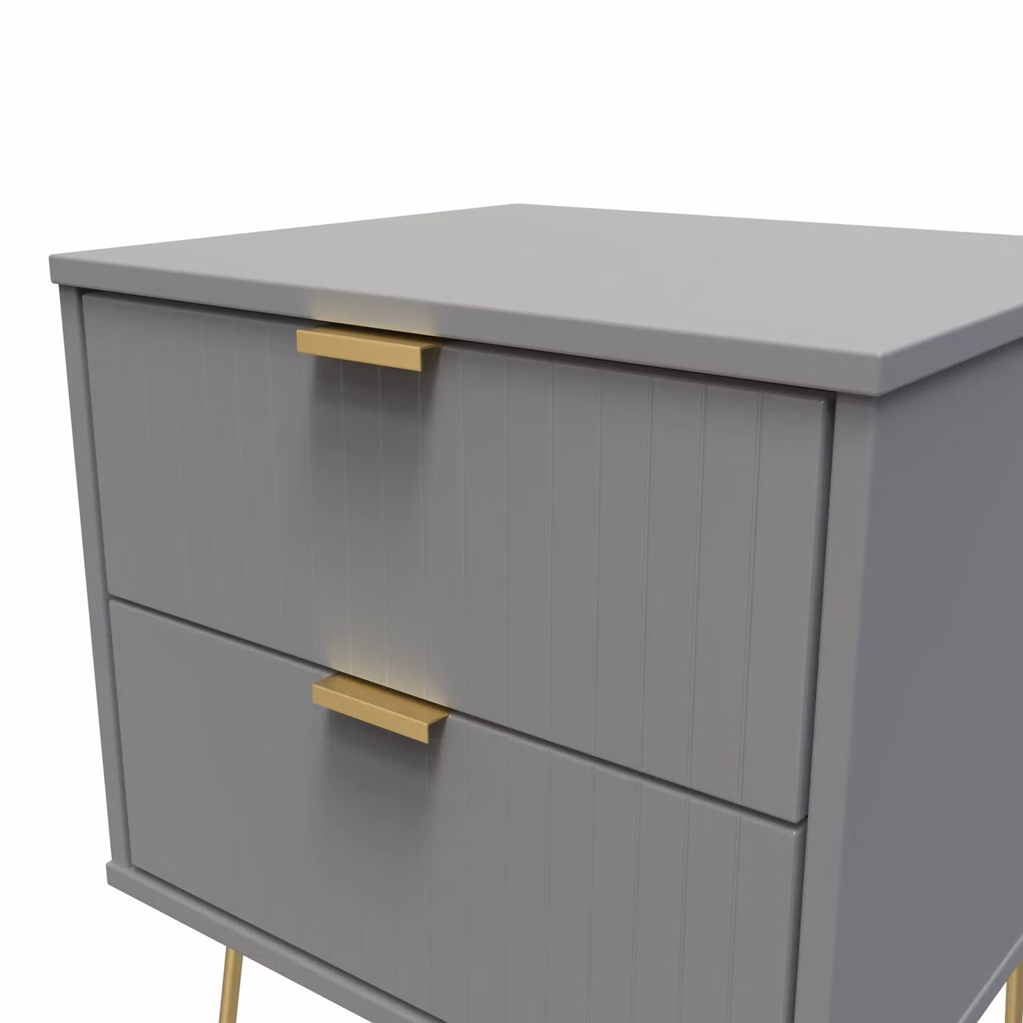 2 U Bexley 2 Drawer Bedside Cabinet in Grey and Gold with Metal Geometric Accents – 3