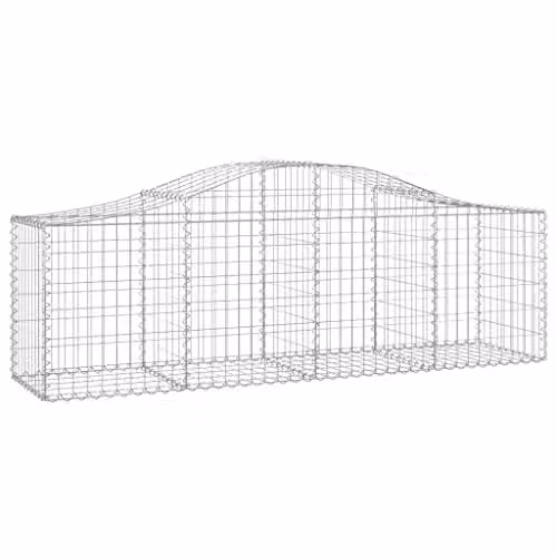 vidaXL Set of 12 Arched Gabion Baskets in Silver Galvanised Steel, W/D/H: 200 x 50 x 60/80 cm