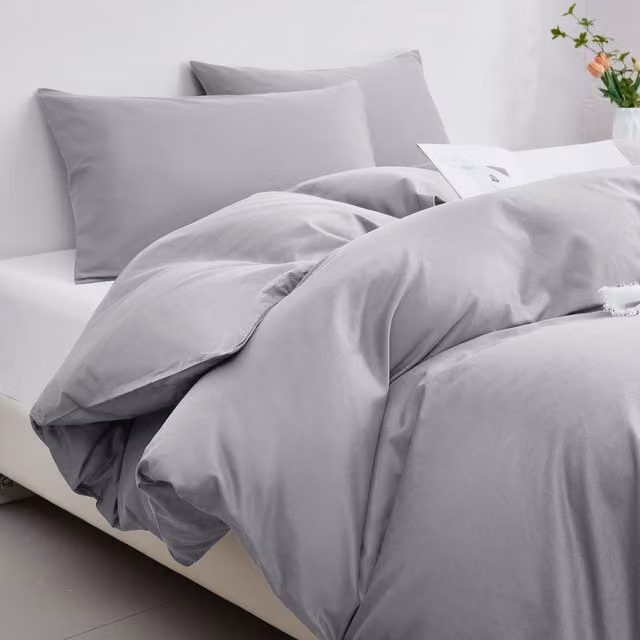 Ezysleep Egyptian Cotton 400 Thread Count Duvet Cover Set in Silver Grey, Width: 135 cm