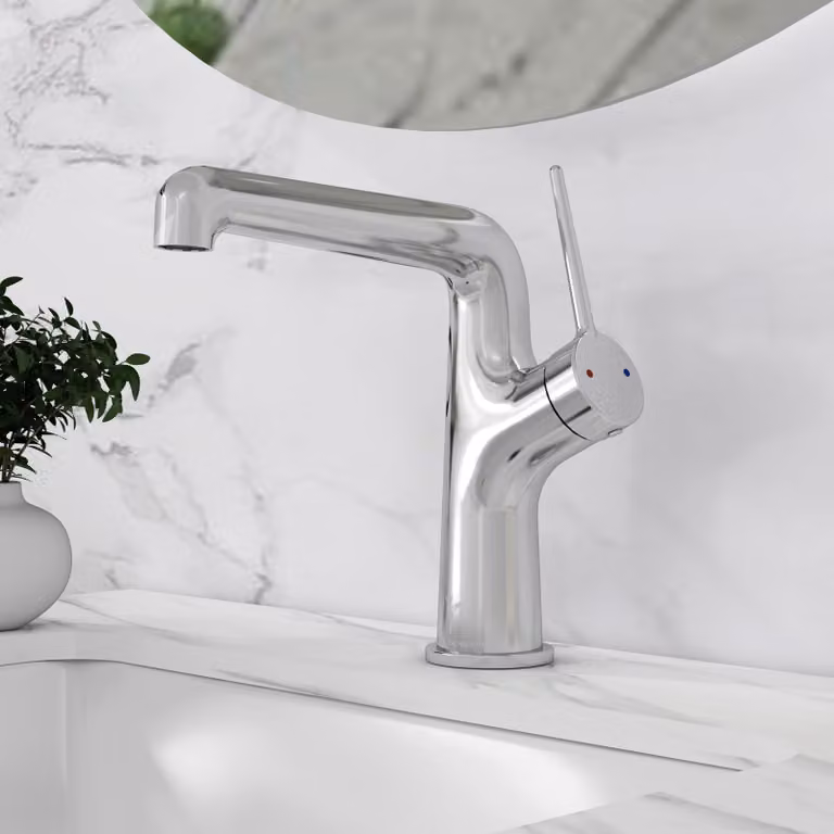 Royal Bathrooms Noir Mono Basin Mixer Tap in Chrome with Single Lever Design