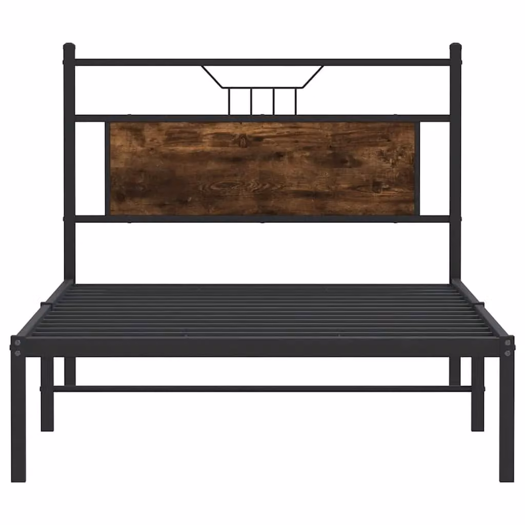 Berkfield Home Smoked Oak Bed Frame in Brown, W/D/H: 100 x 190 cm – 3