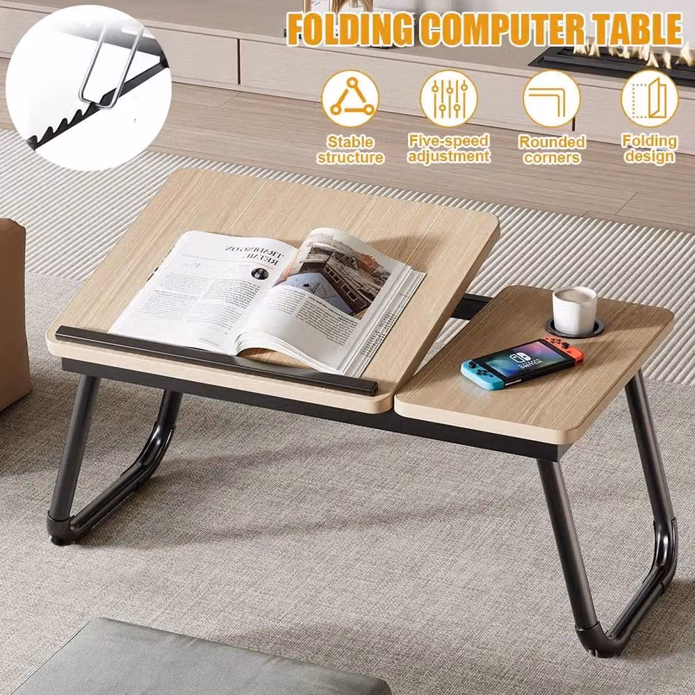 KORVIXA Folding Laptop Table Stand in Beige, 100 cm Width – 2