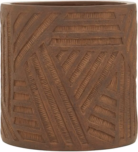 Orsina Darnell Brown Geometric Round Tabletop Planter – 1