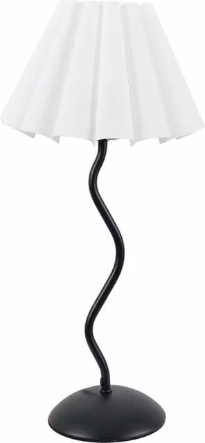 Wiggle Black Metal Single Stem Table Lamp with White Scallop Tapered Fabric Shade