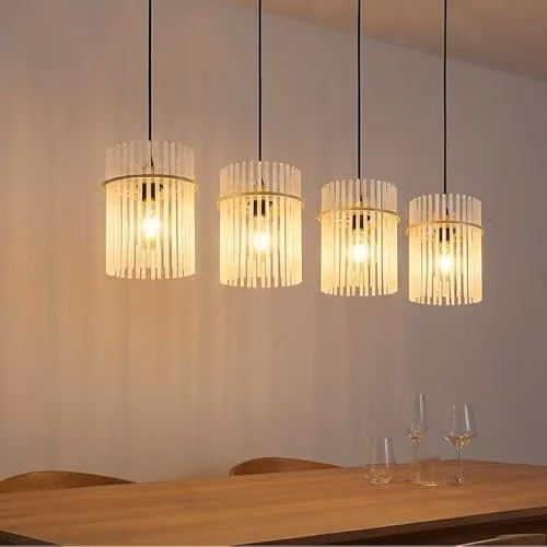 Globo Lighting Modern Bar Pendant Light in Beige with Glass Rods, Height: 140 cm – 2