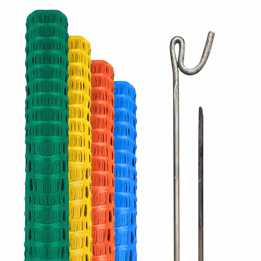 Pegdev Green Plastic Site Barrier Fencing with Steel Pins, 100m – 3