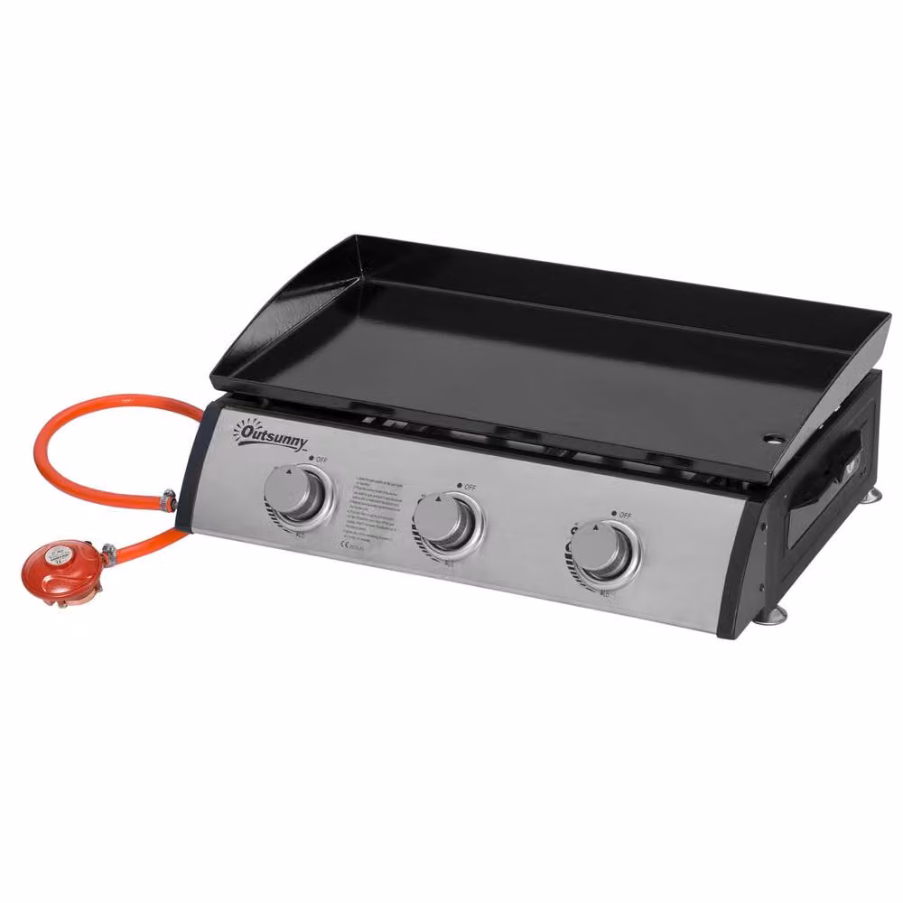 Rolipo 3 Burner Gas Plancha BBQ Grill 9kW Non-Stick Tabletop in Silver – 2