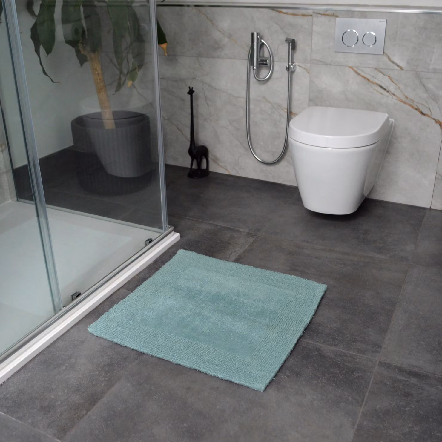 Allure Bath Fashions Elegance Reversible Heavyweight Cotton Shower Mat in Duck Egg Blue, W/D/H: 55 x 55 x 1 cm – 2