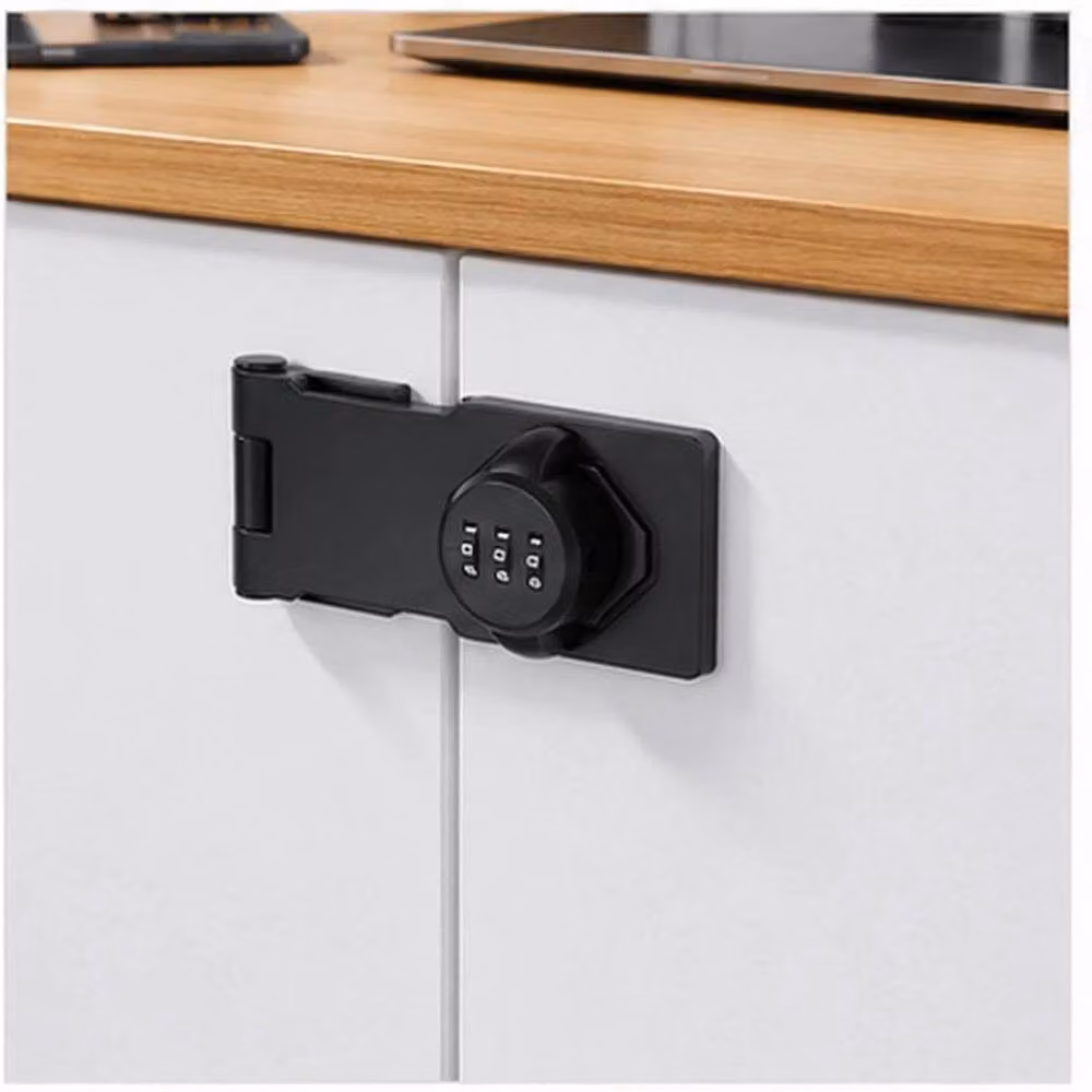 FLAVORA 3-Digit Sliding Keyless Combination Lock for Garden Doors and Sheds, Black – 4